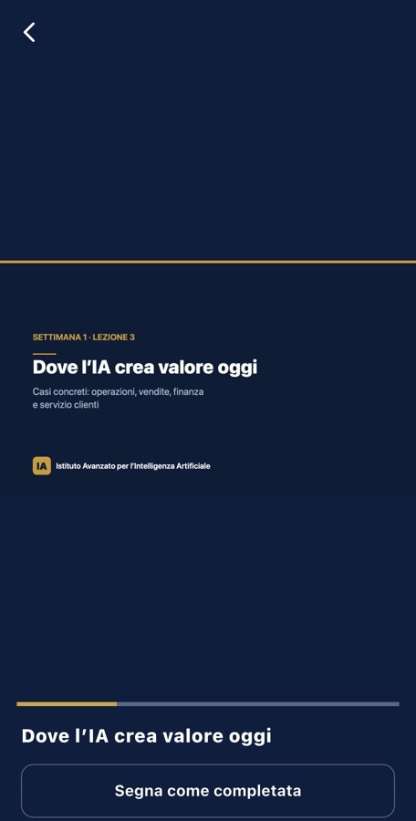 Una video-lezione in riproduzione nell’app